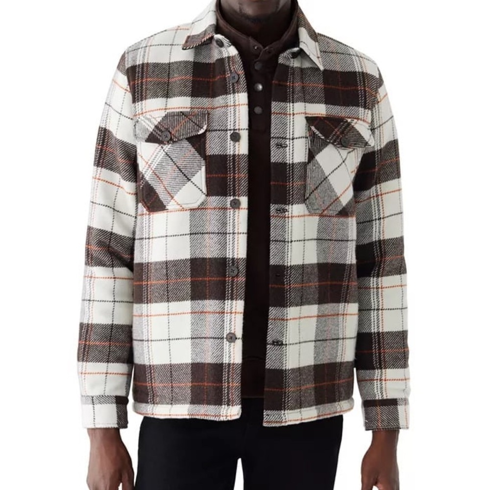 Frank & Oak Plaid Fleece Lined Shacket (Shirt Jacket)